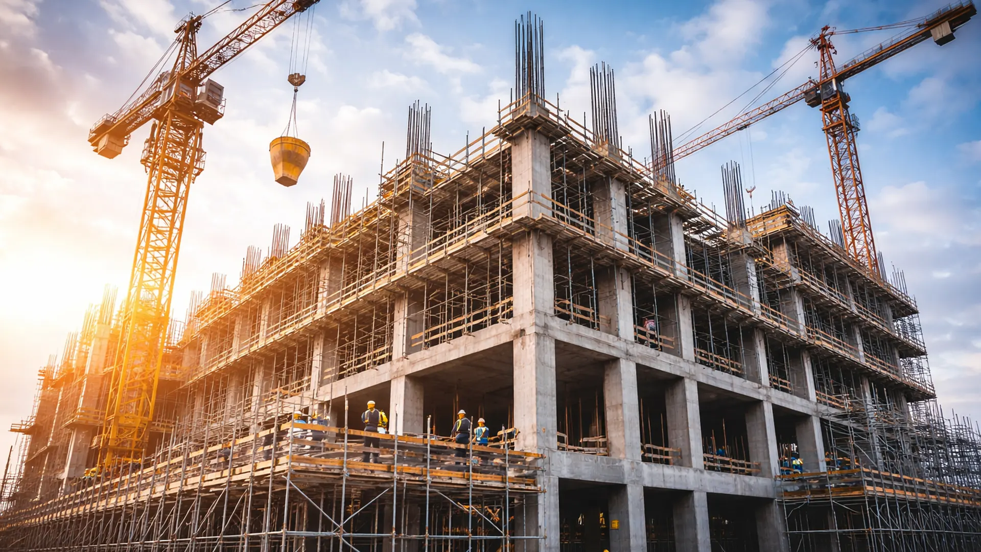 Bâtiment industriel en construction au Maroc